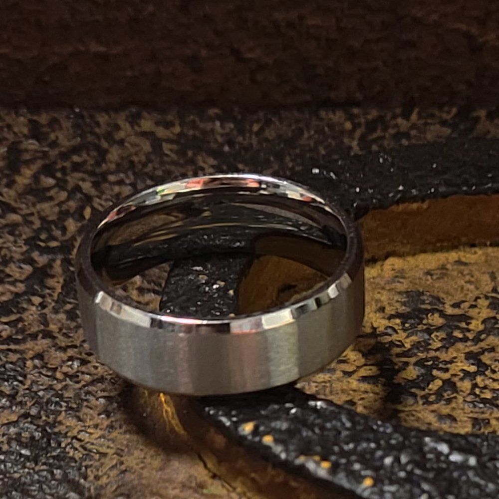Men's Silver Step Edge Promise Ring - Silver Promise ring For Him - Picture 5 of 8